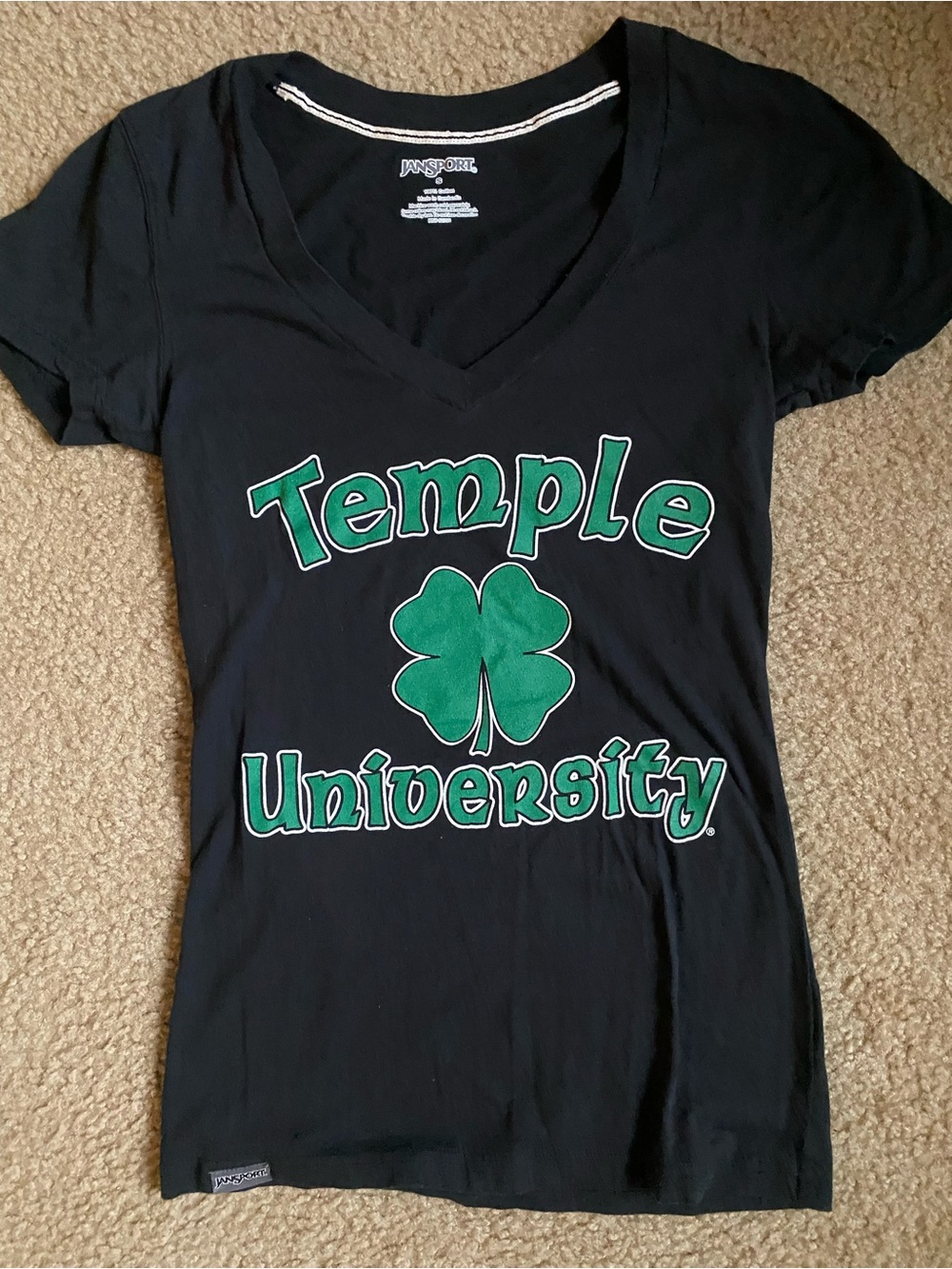 Jansport Black V‑Neck Tee - St. Patrick’s Temple University